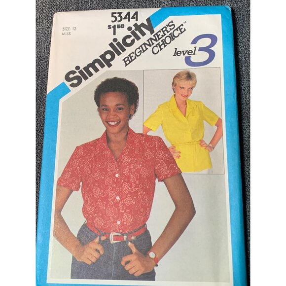 Simplicity Misses Shirt Sewing Pattern sz 12 5344 - uncut - Picture 1 of 3